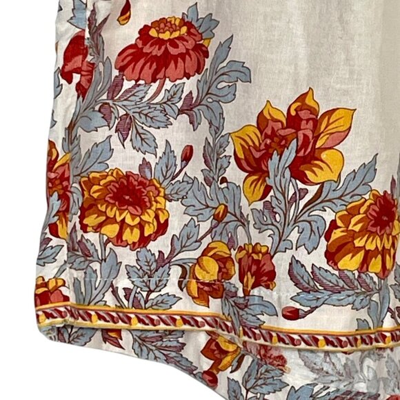 Rachel Zoe Linen Blend Shorts Elastic Waist Pockets Ivory Floral Womens Size M - Picture 5 of 10